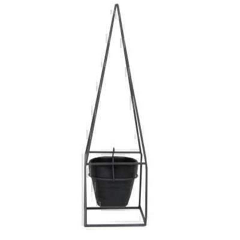 Obelisk Frame Pot Cover by Gisela Graham Charcoal Metal Obelisk Frame Pot Cover Orn By the designer Gisela Graham who designs really beautiful gifts for your garden and home. (LxWxD) 14x14x48cm